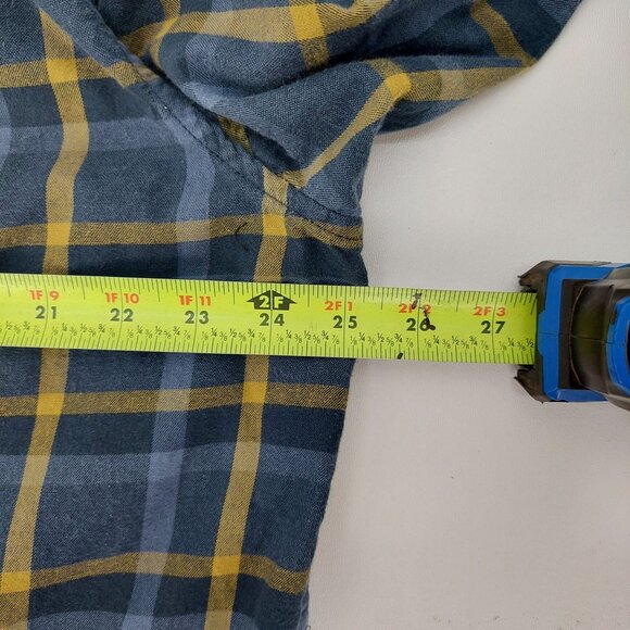 REI Cooperative Men's XL Blue & Yellow Plaid Flannel Shirt Sportsman Camping - Picture 8 of 8
